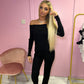 Black Off the shoulder knitted jumper and wide leg trouser set