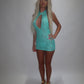 LIMITED EDITION HAND MADE AND DESIGNED IN HOUSE: ‘Aura’ blue lace dress