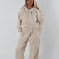 Beige iconic zip up hoodie