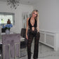 Black lace cut out jumpsuit