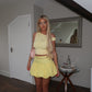 Butter yellow Puffball Hem Mini Skirt