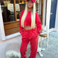 Red Acid wash wide leg tracksuit