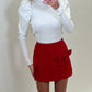 Red bow front tailored skirt