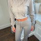 Taupe cropped zip hoodie and bell bottom trouser set