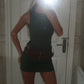 Khaki Double Belted Round Neck Mini Dress