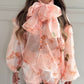 Floral Print Blouse And Shorts Set With Neckerchief