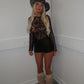 Black crochet playsuit
