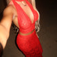 LIMITED EDITION HAND MADE AND DESIGNED IN HOUSE: Red lace 3 piece choker and maxi skirt set