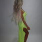LIMITED EDITION HAND MADE AND DESIGNED IN HOUSE: Neon yellow Split leg dress