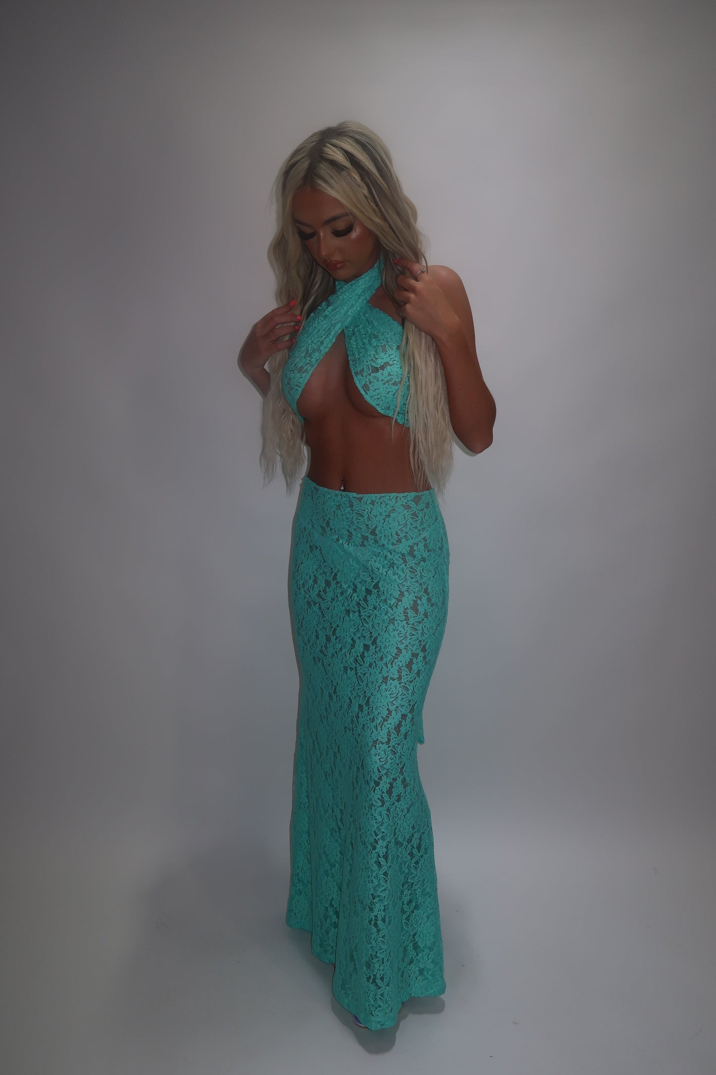 LIMITED EDITION HAND MADE AND DESIGNED IN HOUSE: ‘Ariel’ multi-way top and maxi skirt co-odd