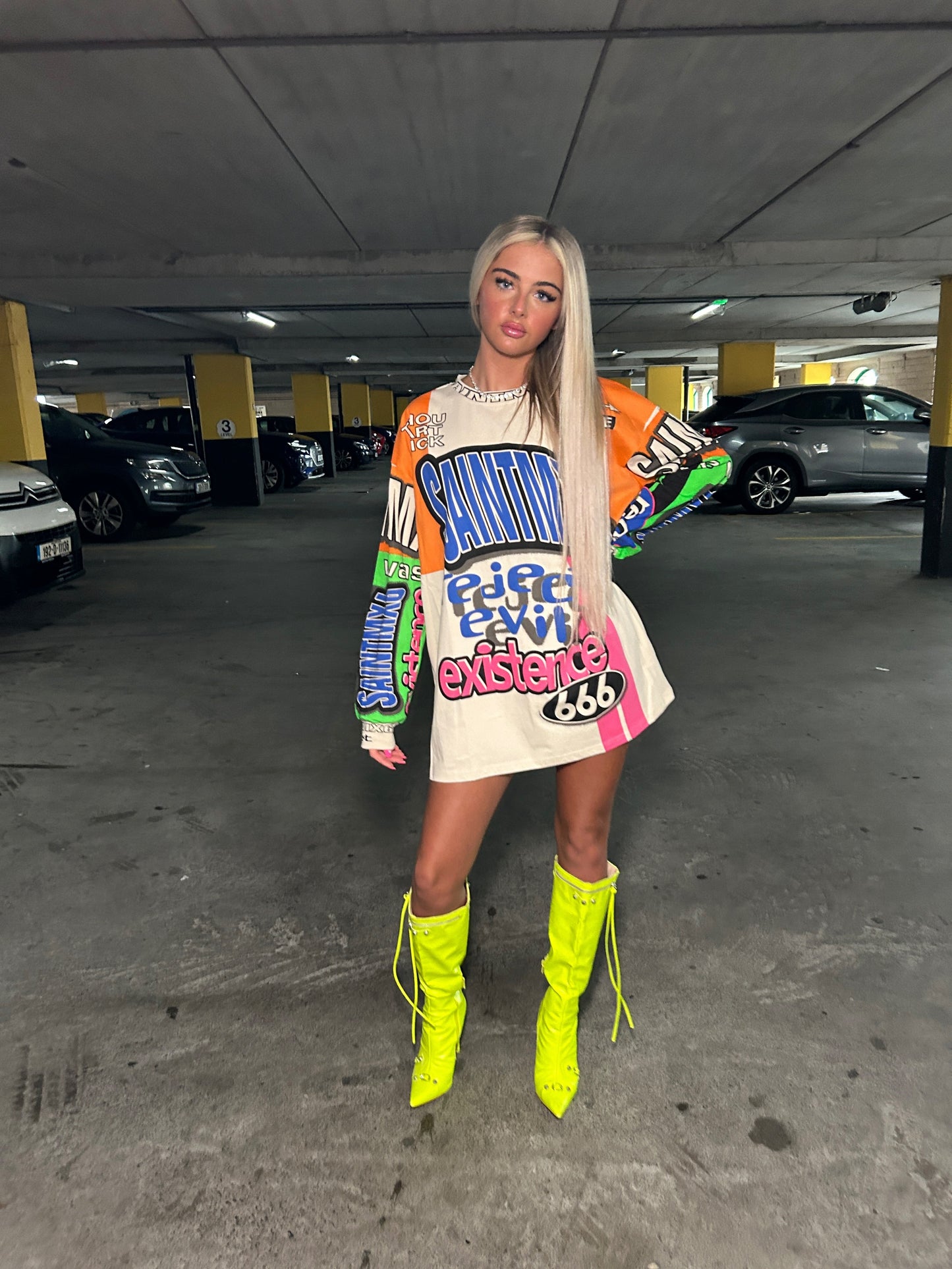 Graffiti over sized jumper dress
