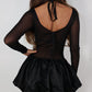 Black sparkle 2 piece mesh sleeve dress