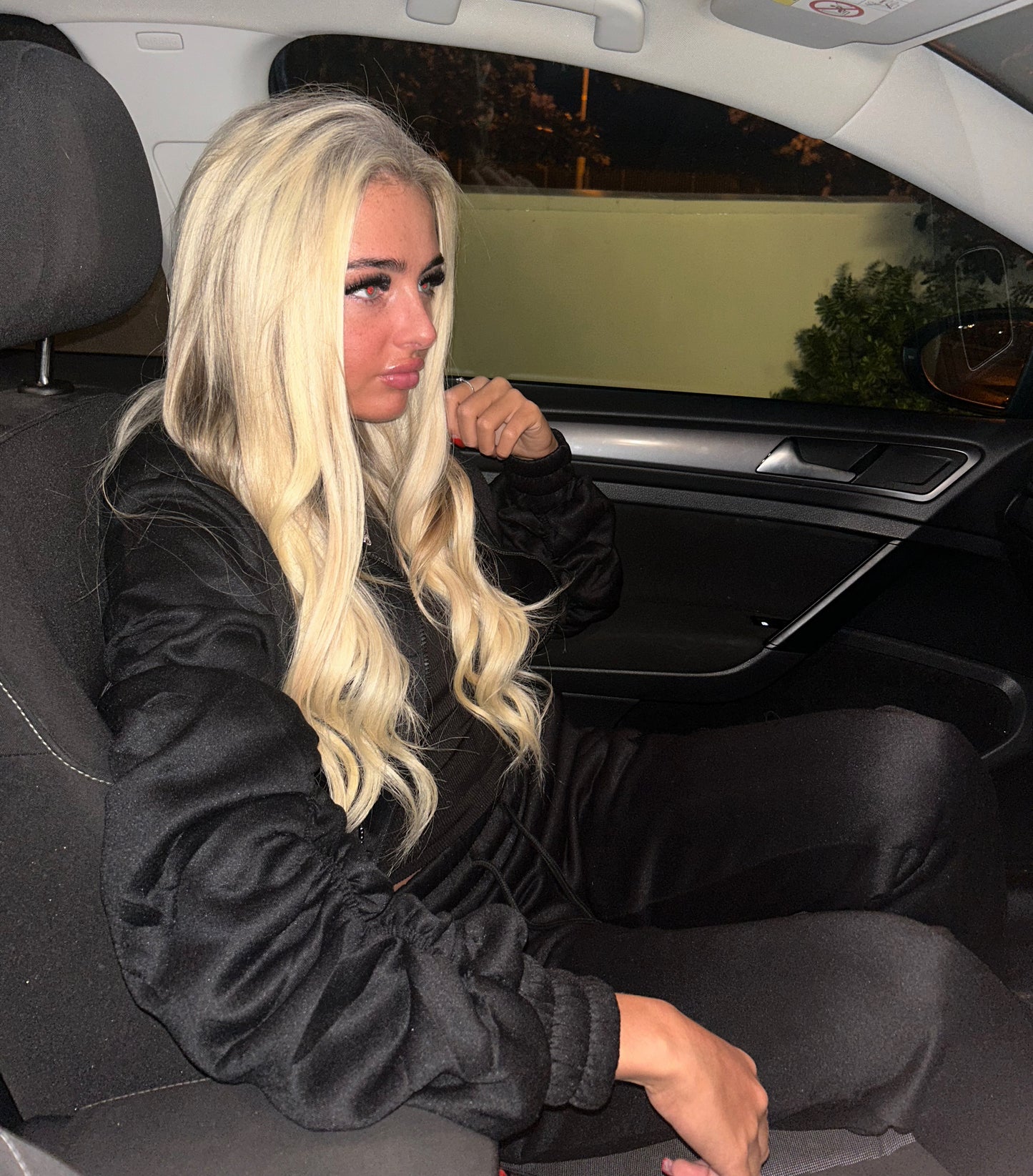Black ruched sleeve tracksuit
