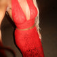 LIMITED EDITION HAND MADE AND DESIGNED IN HOUSE: Red lace 3 piece choker and maxi skirt set