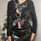 Black sequins bow blazer