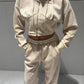 Beige Acid wash wide leg tracksuit