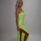 LIMITED EDITION HAND MADE AND DESIGNED IN HOUSE: Neon yellow Split leg dress