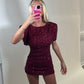 Burgundy Sequin tie back mini dress