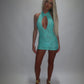LIMITED EDITION HAND MADE AND DESIGNED IN HOUSE: ‘Aura’ blue lace dress