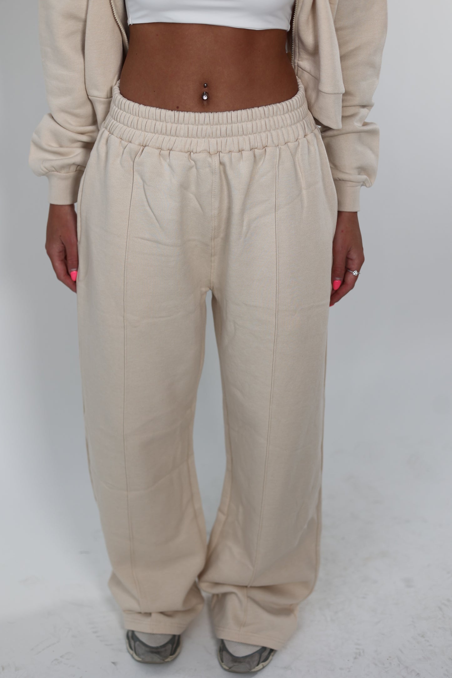 Beige wide leg tracksuit bottoms