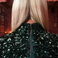 Green sequins high neck top
