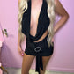 Black Mini Skirt With Diamante Ring