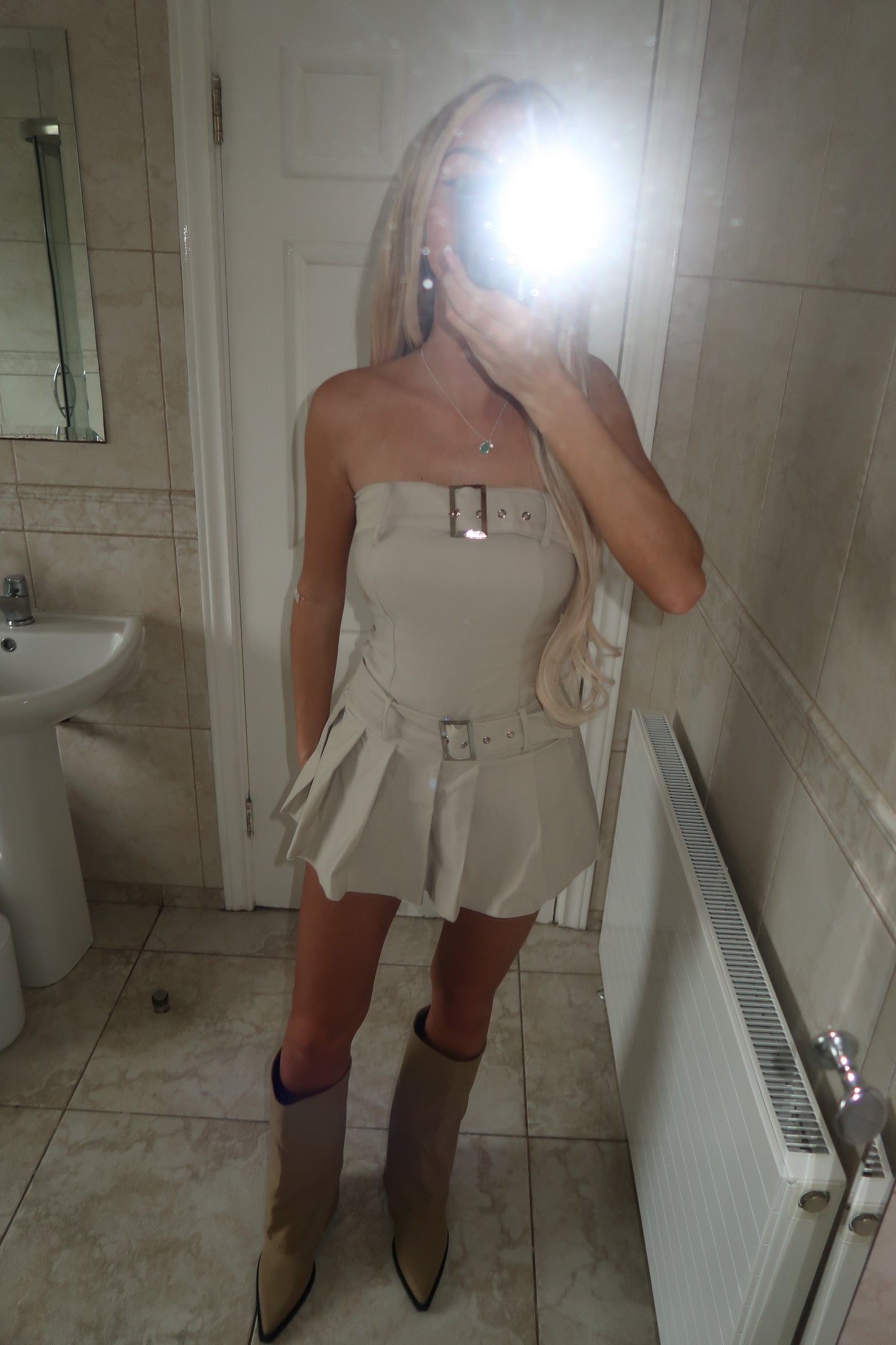 Belted Pleated Cargo Playsuit