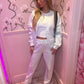 Grey plush wide leg tracksuit