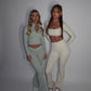 PRE-ORDER GYM GIRL ERA EXCLUSIVE Sage Sculpt V waist flared bottoms