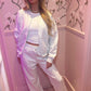 Grey plush wide leg tracksuit