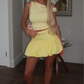 Butter yellow Puffball Hem Mini Skirt