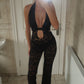 Black lace cut out jumpsuit