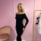 Black Off the shoulder knitted jumper and wide leg trouser set