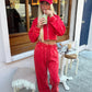 Red Acid wash wide leg tracksuit