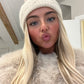 Cream cable knit fleece lined hat