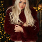 Luxury Wine faux fur lapel jacket