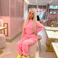 Pink 3 piece tracksuit and corset top