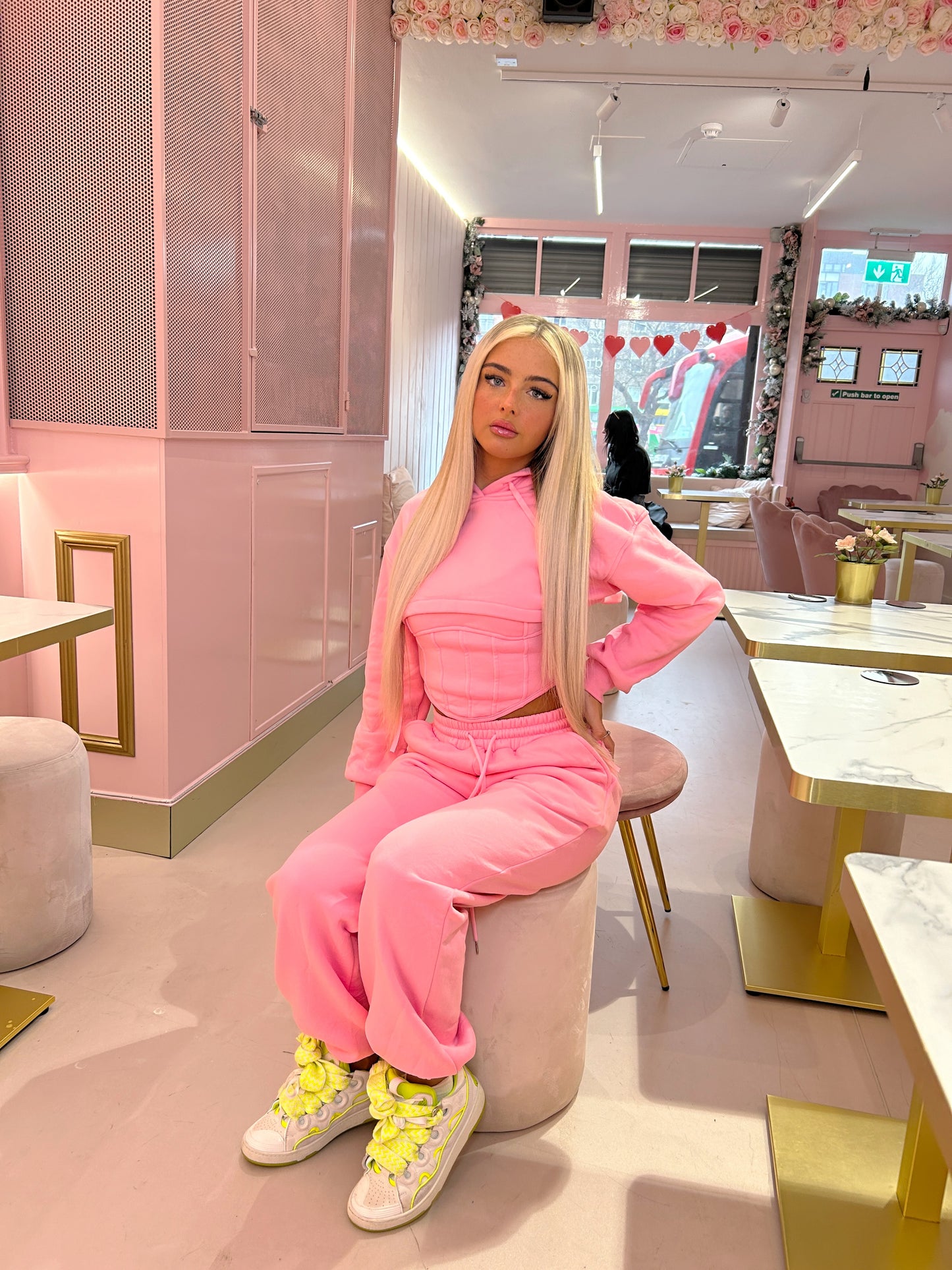 Pink 3 piece tracksuit and corset top