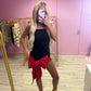 Black and red bow front mini dress