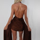 Brown slinky draped dress
