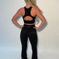 GYM GIRL ERA EXCLUSIVE Black sculpt V waist flared bottoms