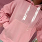 Pink ruched sleeve ribbon hoodie