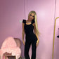 Luxury black ruffle top