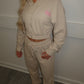 Catch flights Beige zip up hoodie