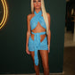 Aqua blue multi-way top and skirt set