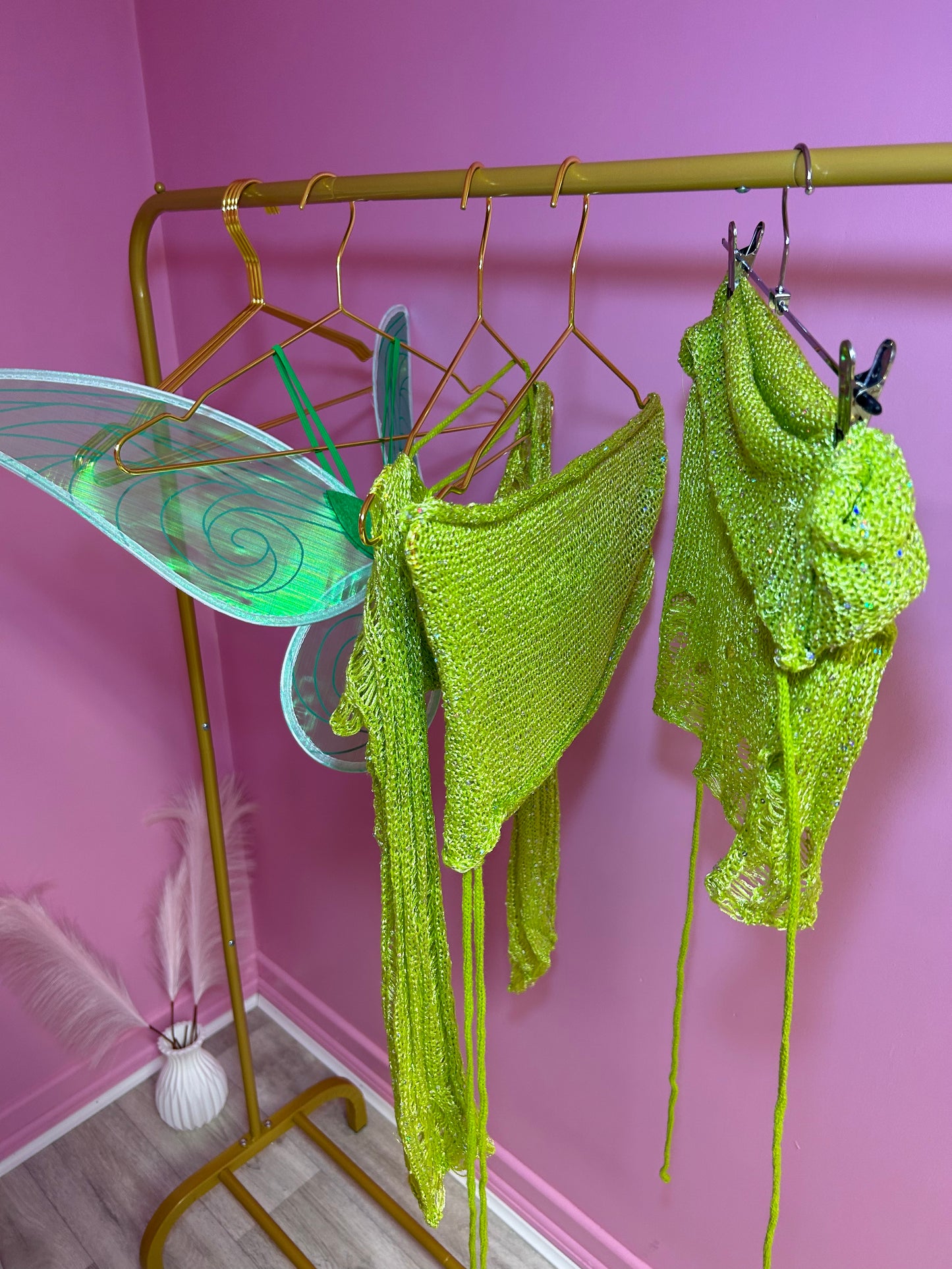 Green fairy wings