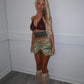 Beaded crochet top and slinky skirt set