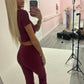 Sculpt burgundy crop top and flared leggings set