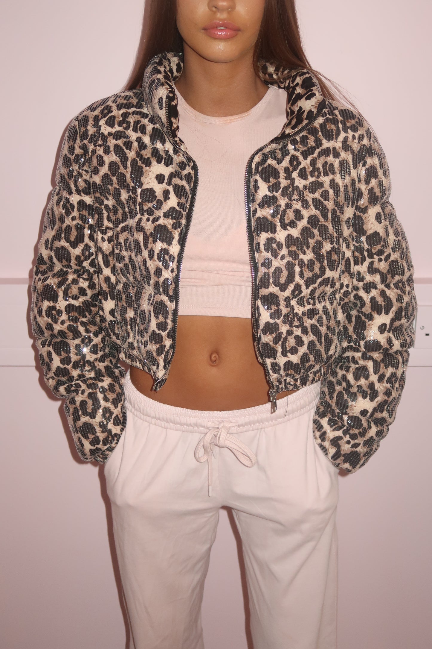 Leopard print shimmer jacket