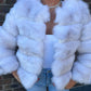 Fox white 3/4 sleeve Faux fur coat